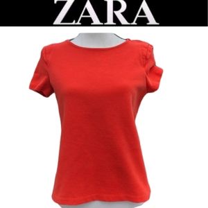 Zara salmon color petal like sleeve shirt size L
